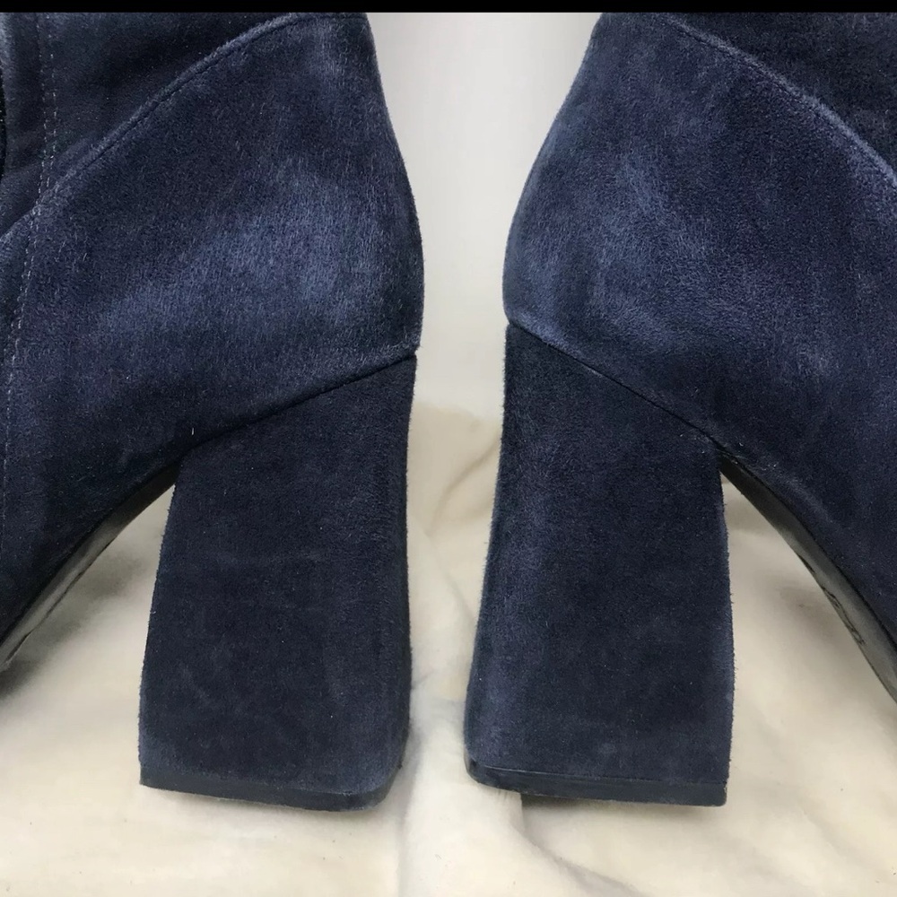 Tory Burch Addison Blue Suede Tall Boots Womens size 8M Royal Navy #44914 Zip Up - Picture 9 of 14